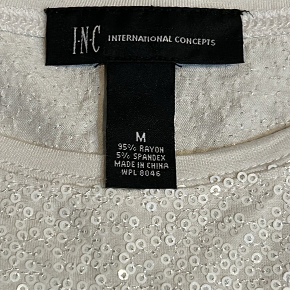 INC dress up anything with all over micro sequined stretch tee - Picture 4 of 4